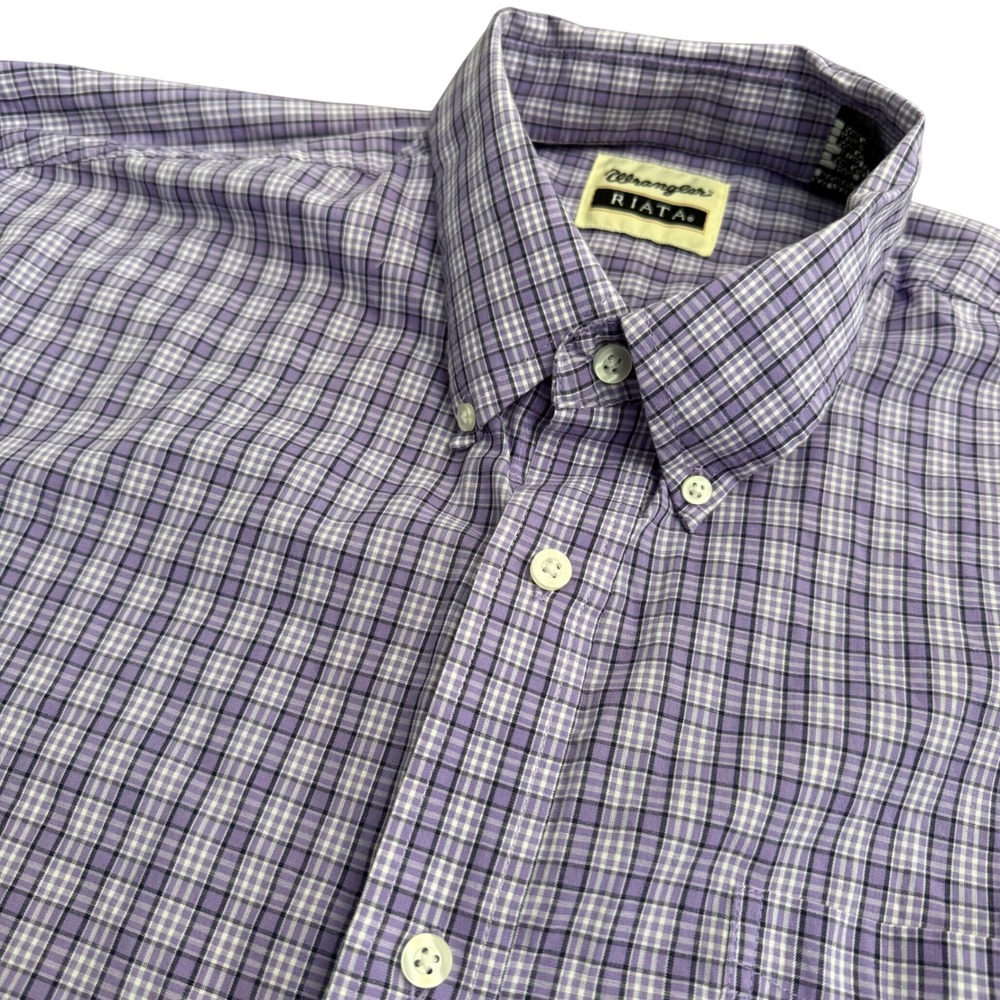 Wrangler Riata Mens XXL Purple Plaid‎ Short Sleeve Button Down Shirt MR2129A
